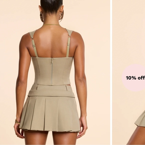 🆕 Oh Polly Laurel Square Neck Tailored Top and Maize Pleated Mini Skirt - Picture 3 of 16